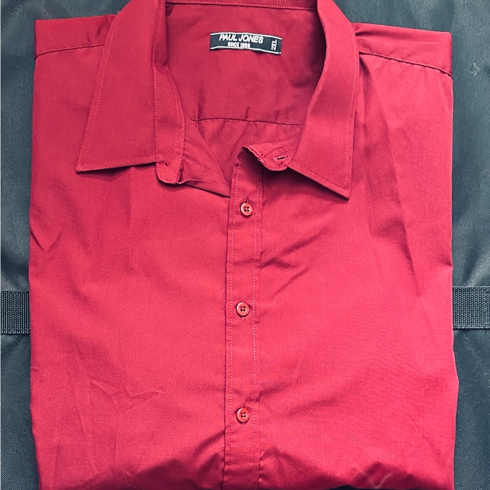 Men's Paul Jones Classic Maroon Dress Shirt Suze XXL